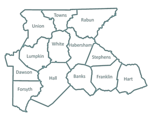 A Black and White illustration of the counties DRC serves.